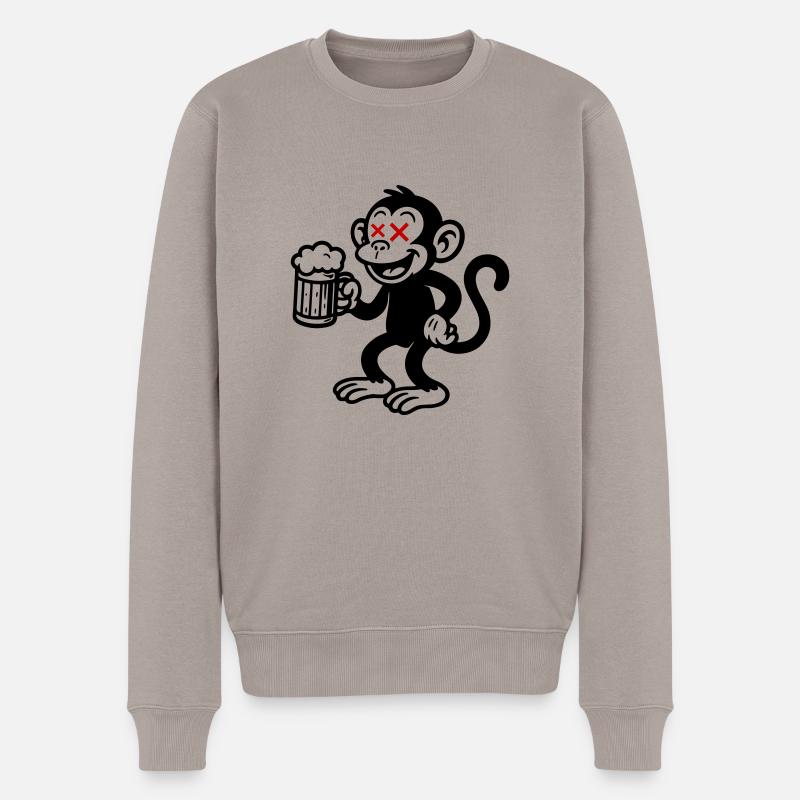 Monkey Beer Drinking - Pull Premium bio Homme - taupe