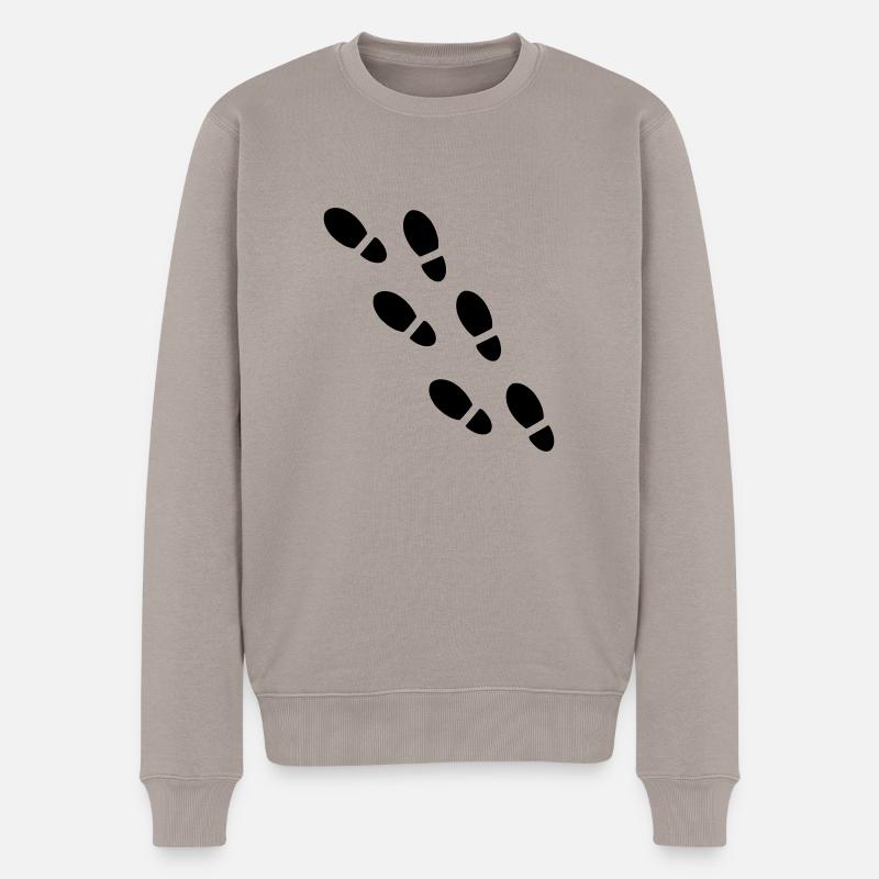 Spuren - Füße - Männer Premium Bio Pullover - Taupe