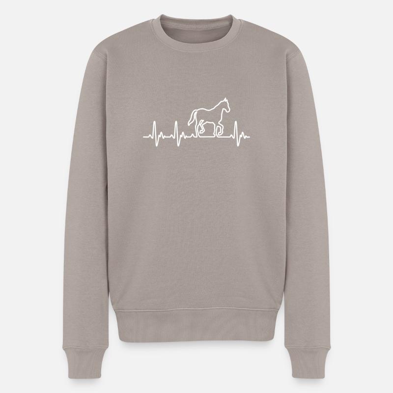 Herz für Pferde - Männer Premium Bio Pullover - Taupe