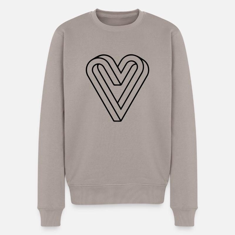 Coeur impossible, illusion optique - Pull Premium bio Homme - taupe