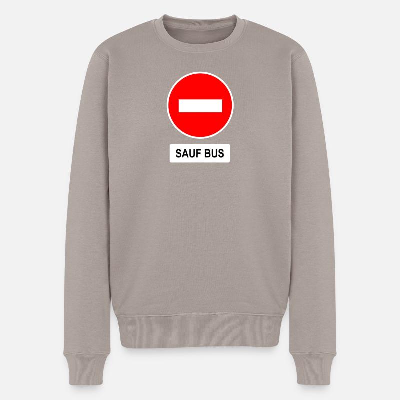 Sauf Bus Verkehrszeichen Remix - Männer Premium Bio Pullover - Taupe