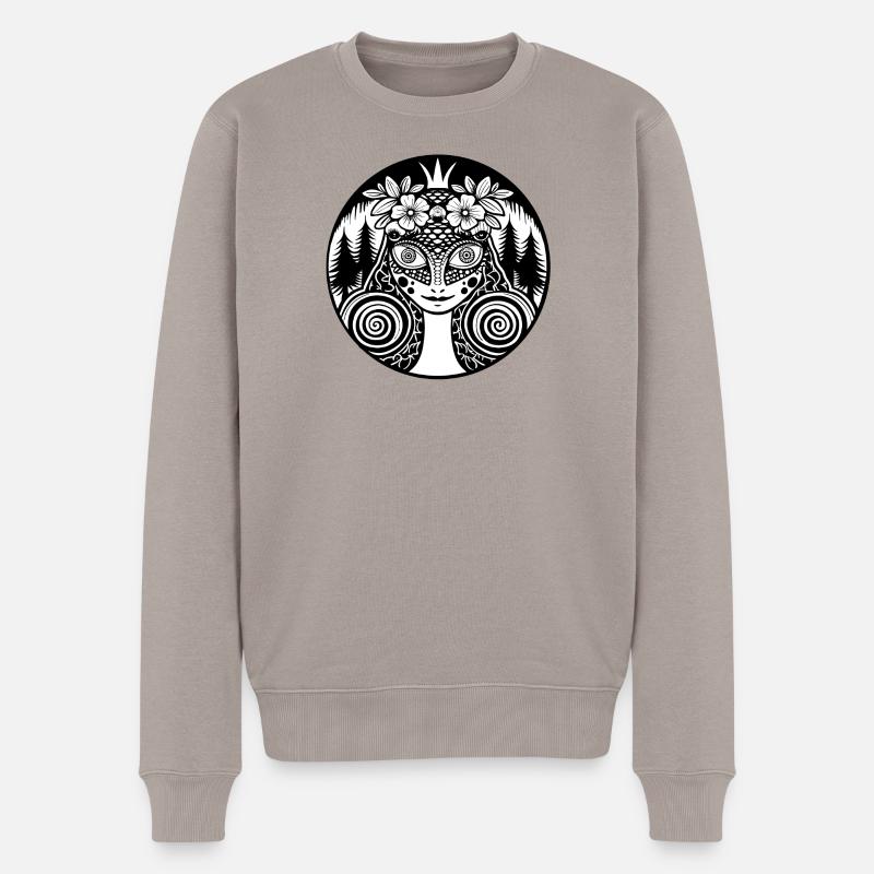 Mystischer Wald Mandala Illustration - Männer Premium Bio Pullover - Taupe