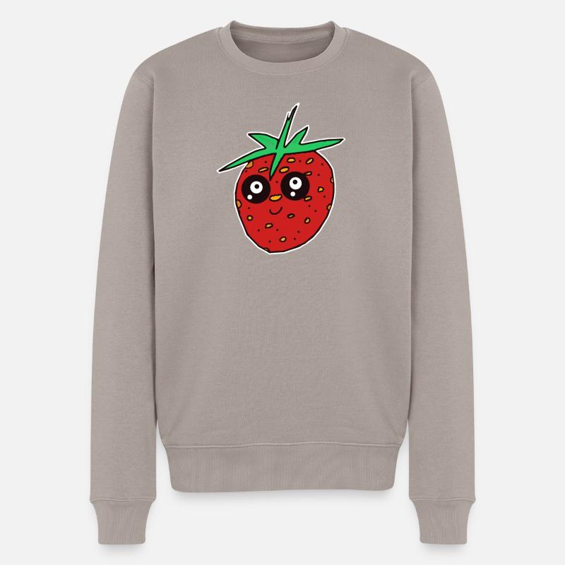 Erdbeere Erdbeeren Frucht Sommer Garten - Männer Premium Bio Pullover - Taupe