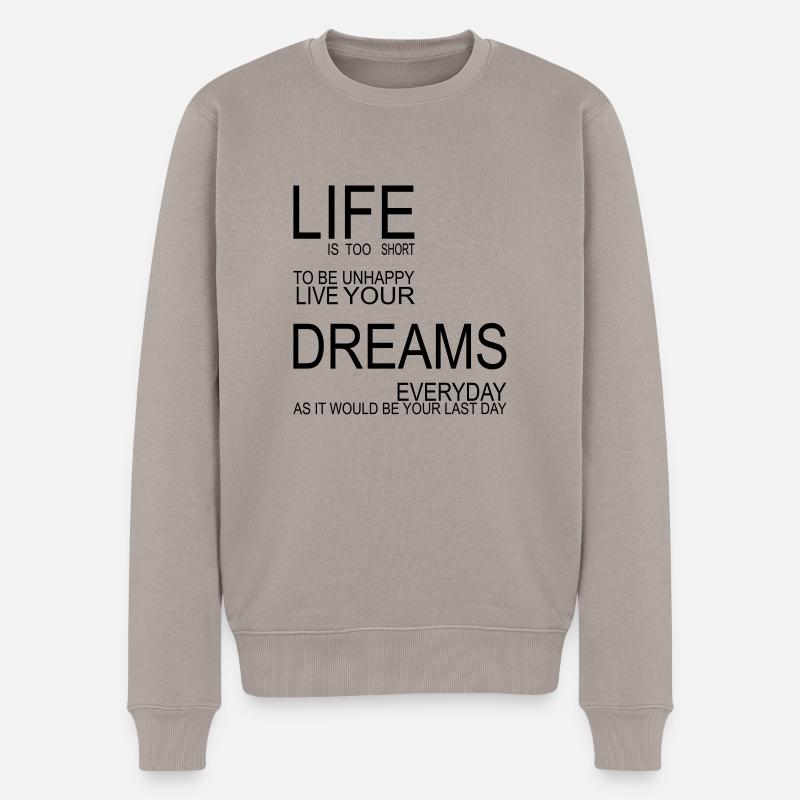 LIFE is too short - Pull Premium bio Homme - taupe