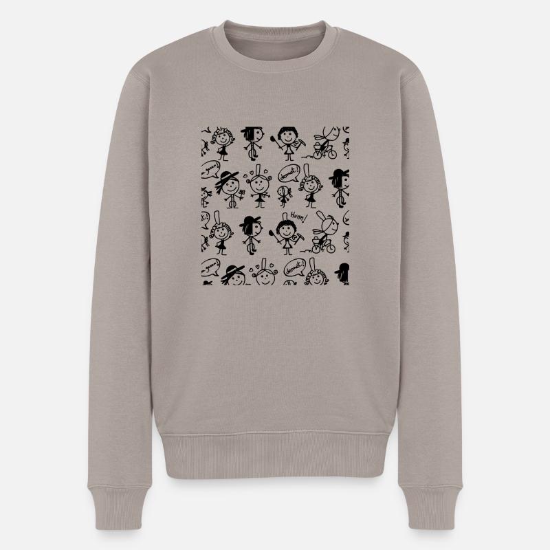 kleine bretonische Figuren - Männer Premium Bio Pullover - Taupe
