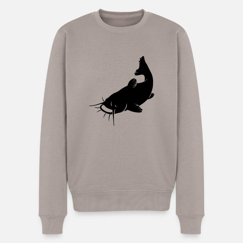 Silhouette de poisson-chat - Pull Premium bio Homme - taupe