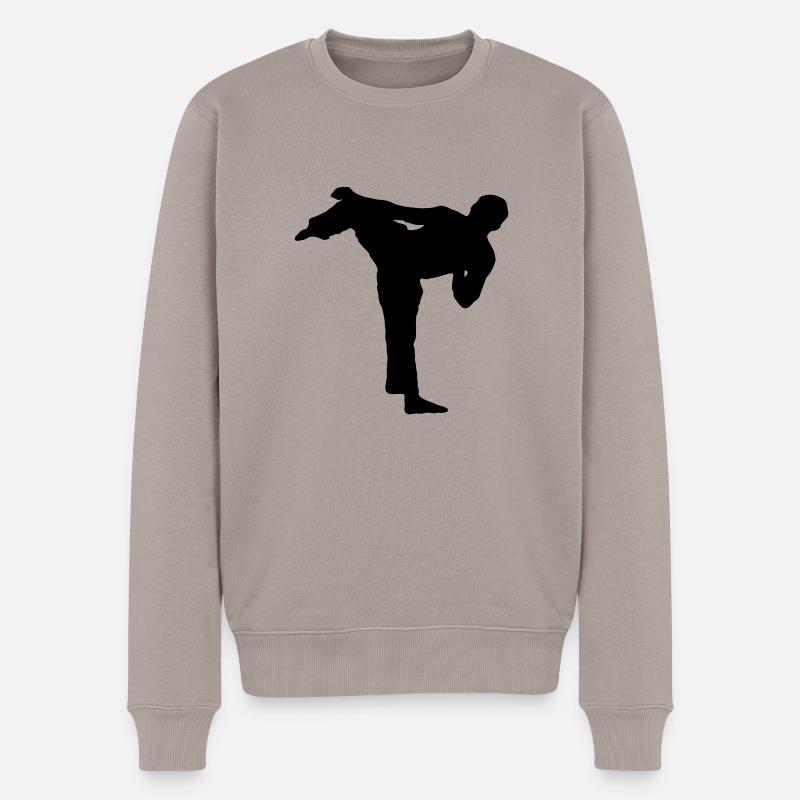 karate_fighter - Männer Premium Bio Pullover - Taupe