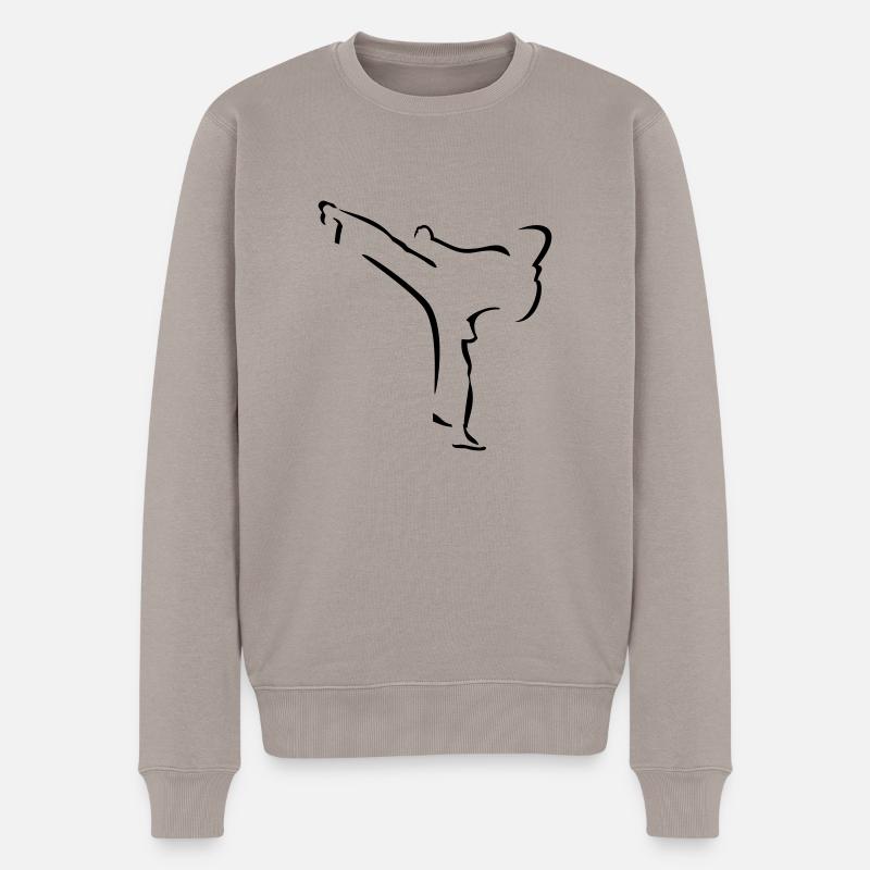 Karate - Männer Premium Bio Pullover - Taupe