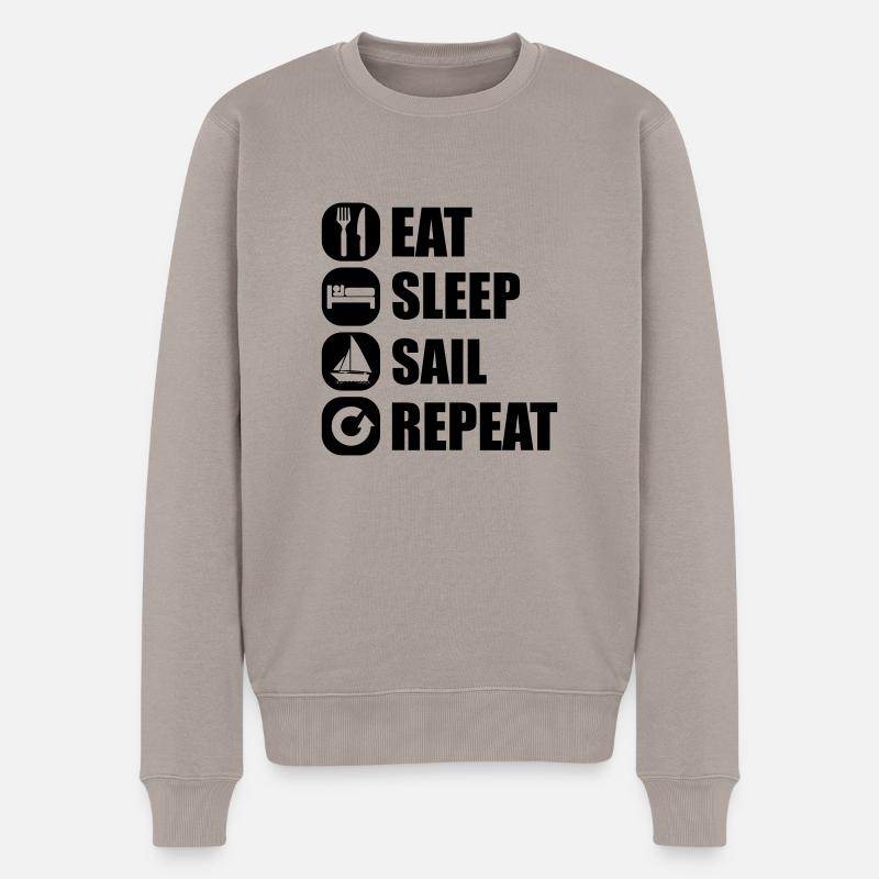 eat_sleep_sail_repeat_12_1f - Pull Premium bio Homme - taupe