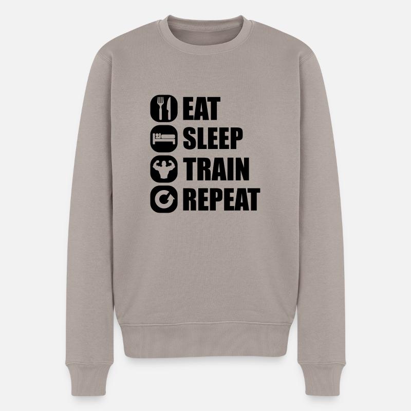eat_sleep_train_repeat_8_1f - Pull Premium bio Homme - taupe