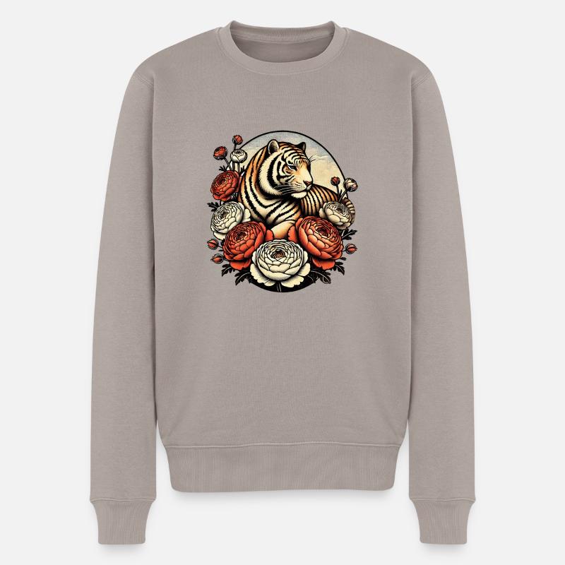 Tiger - Männer Premium Bio Pullover - Taupe