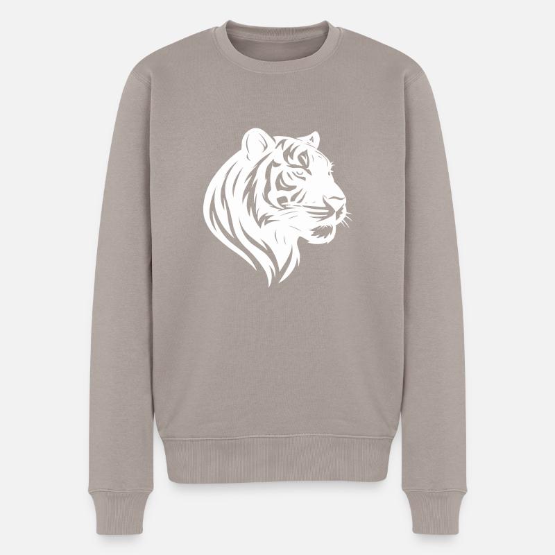 tiger kopf tribal - Männer Premium Bio Pullover - Taupe