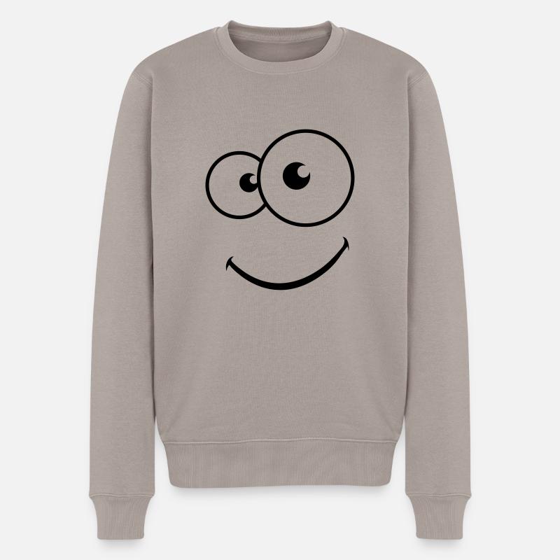 laechender_smiley - Männer Premium Bio Pullover - Taupe