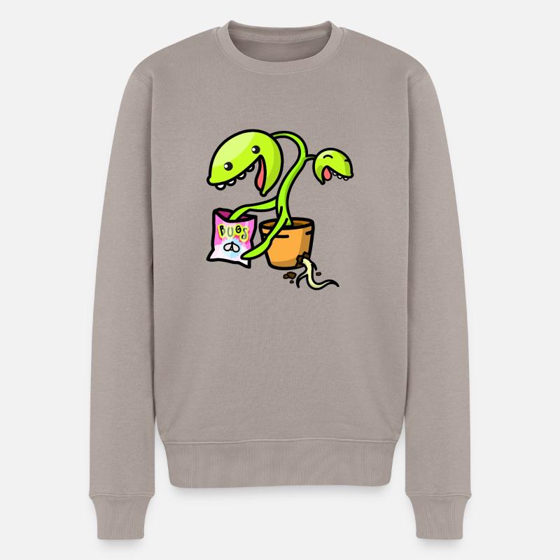 kawaii fleischfressende Pflanze mit Snack - Männer Premium Bio Pullover - Taupe