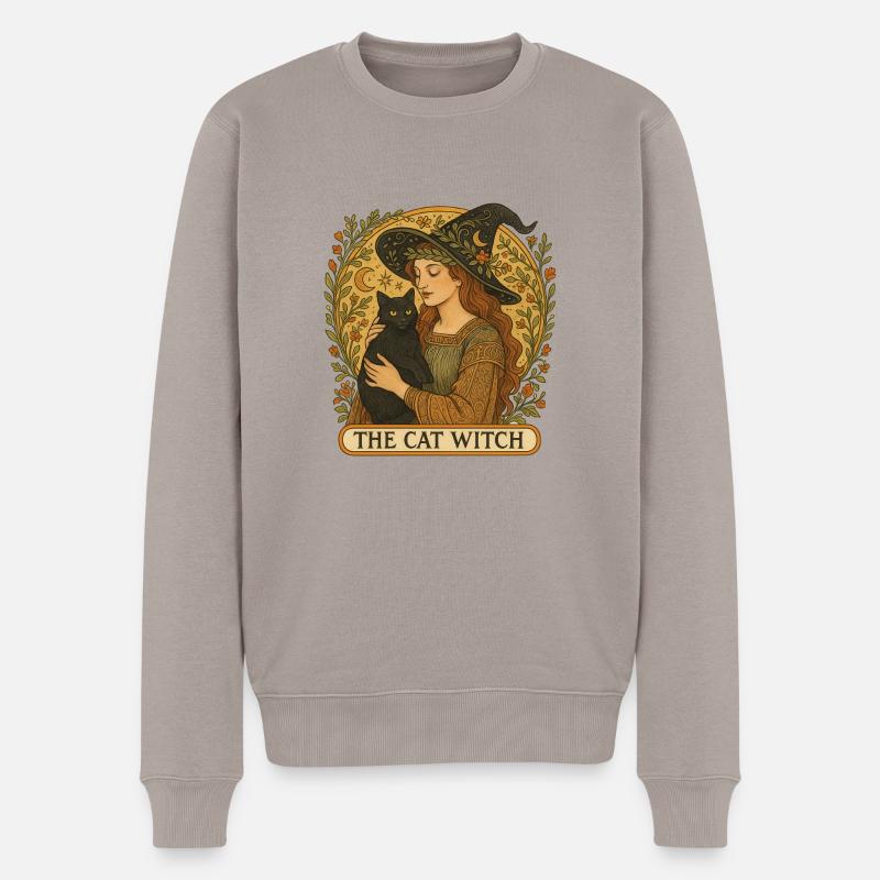 Die Katzenhexe - Männer Premium Bio Pullover - Taupe