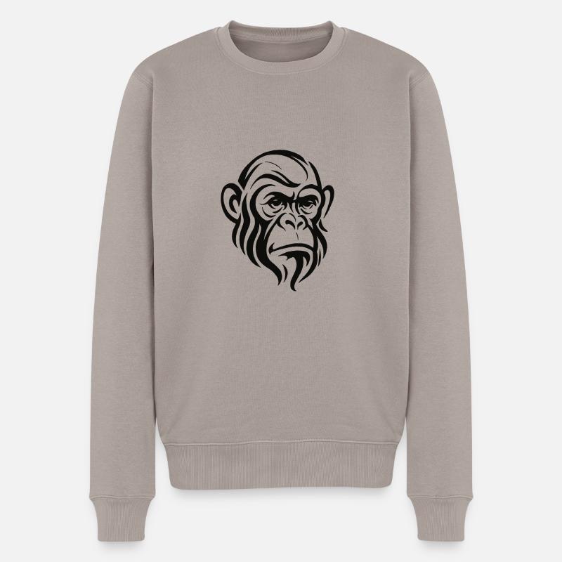 Chimpanzee Face - Männer Premium Bio Pullover - Taupe
