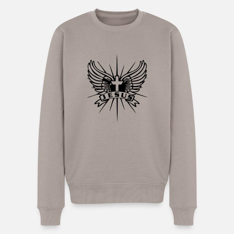 Jesus - Männer Premium Bio Pullover - Taupe