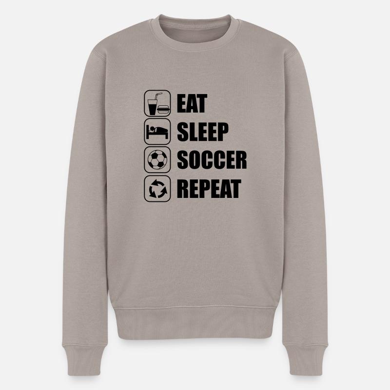 Eat Sleep Soccer Repeat - Männer Premium Bio Pullover - Taupe