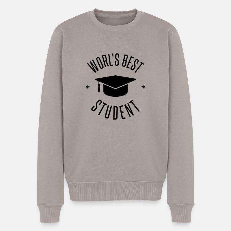 WORLD'S BEST STUDENT - Männer Premium Bio Pullover - Taupe