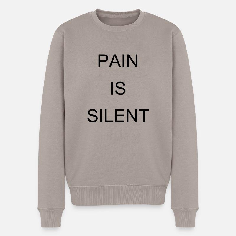 PAIN IS SILENT Arial - Männer Premium Bio Pullover - Taupe