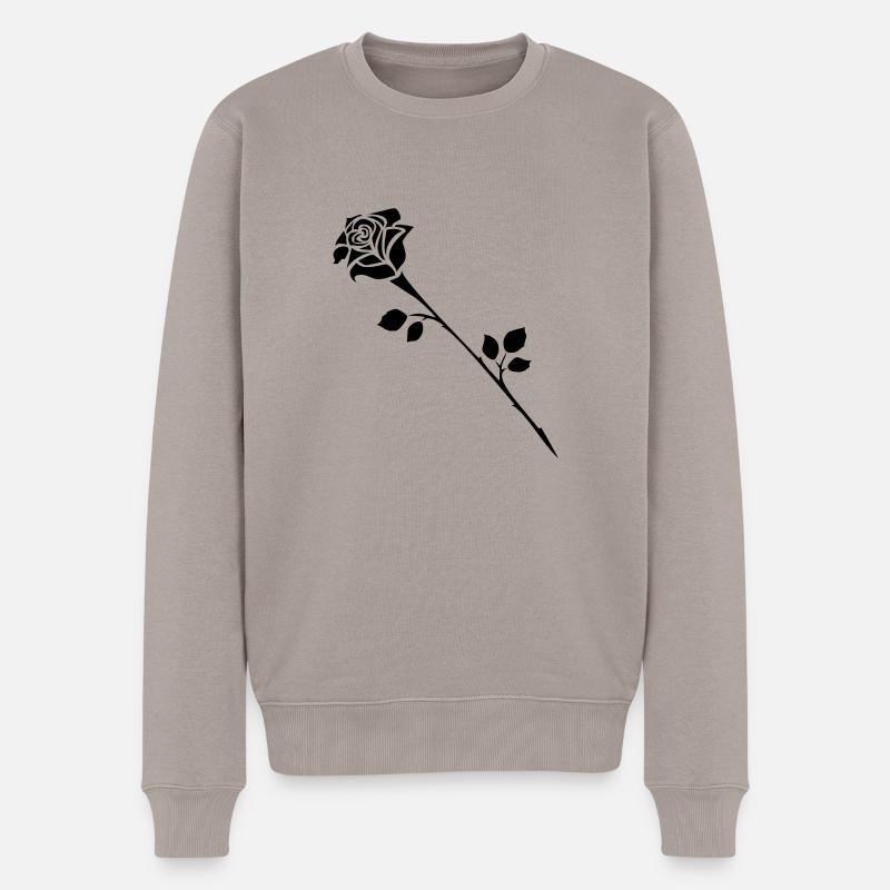 Rose1 - Männer Premium Bio Pullover - Taupe