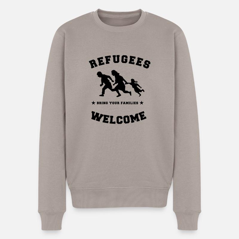 refugees welcome - Männer Premium Bio Pullover - Taupe