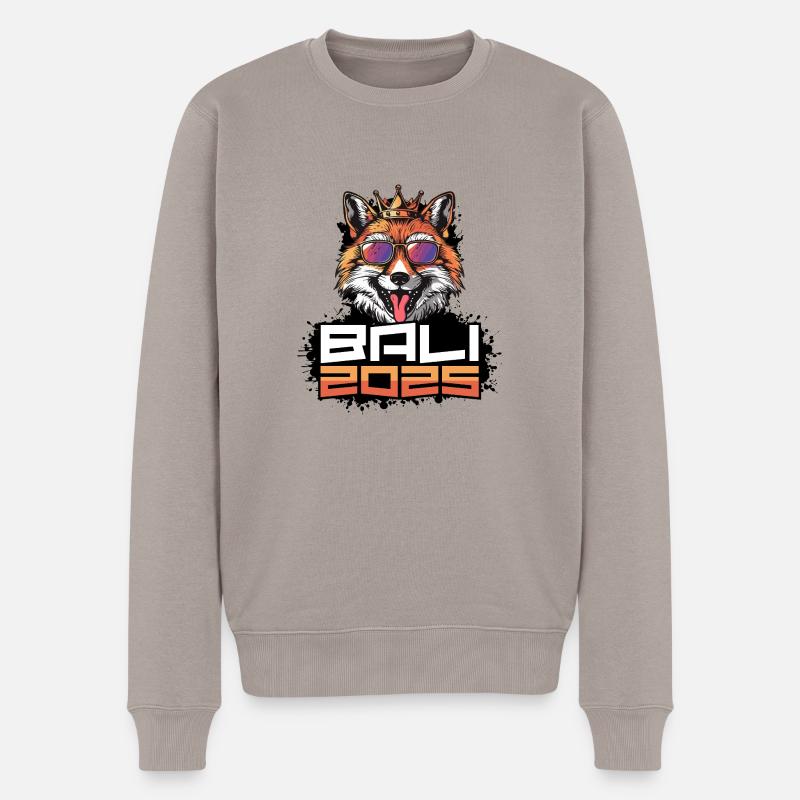 Bali 2025 Party Fuchs - Männer Premium Bio Pullover - Taupe