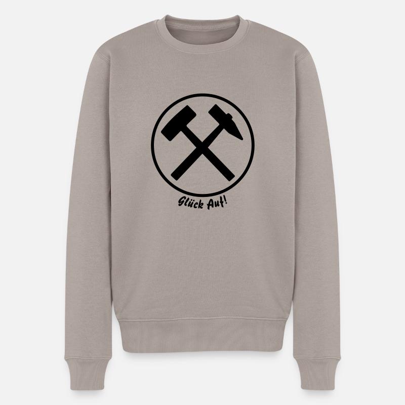 Glück Auf Bergmann Kumpel T-Shirt - Männer Premium Bio Pullover - Taupe