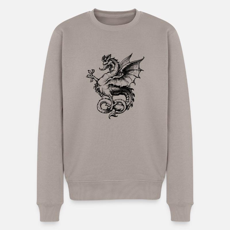 Drache - Männer Premium Bio Pullover - Taupe