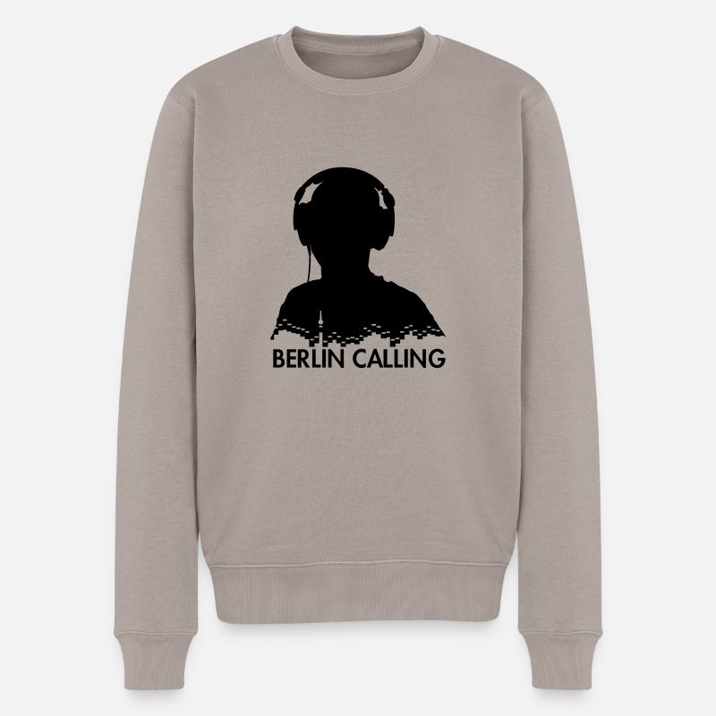 Berlin Calling Silhouette Shirts - Männer Premium Bio Pullover - Taupe
