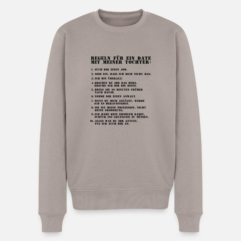 Regeln für ein Date mit meiner Tochter - Männer Premium Bio Pullover - Taupe