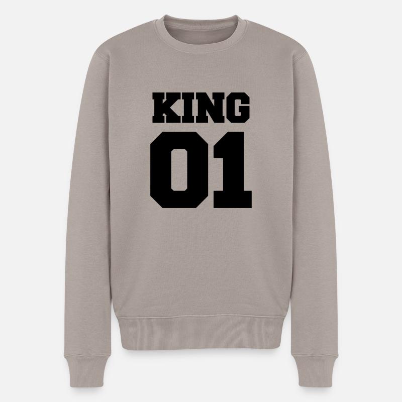 01_king - Männer Premium Bio Pullover - Taupe