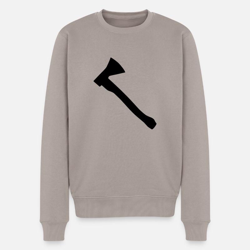 axt silhouette - Männer Premium Bio Pullover - Taupe