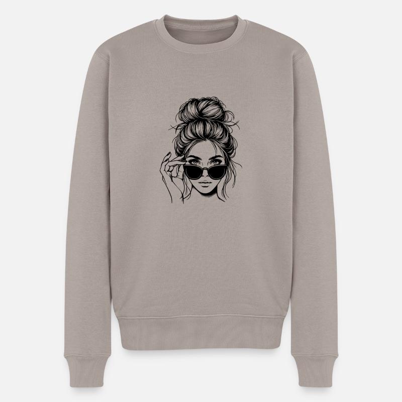 Vintage Blondinen-Silhouette Clipart - Männer Premium Bio Pullover - Taupe