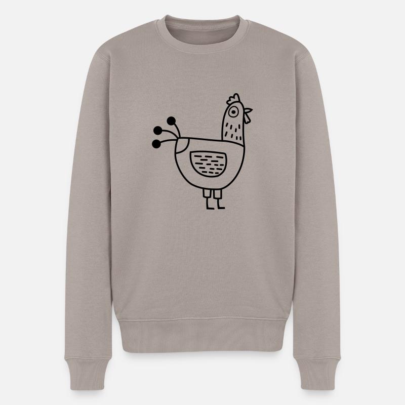 Huhn - Männer Premium Bio Pullover - Taupe