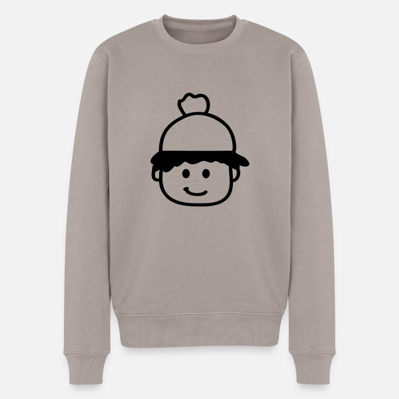 face_with_winter_hat - Pull Premium bio Homme - taupe