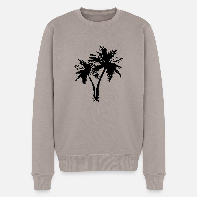 palm trees design - Männer Premium Bio Pullover - Taupe