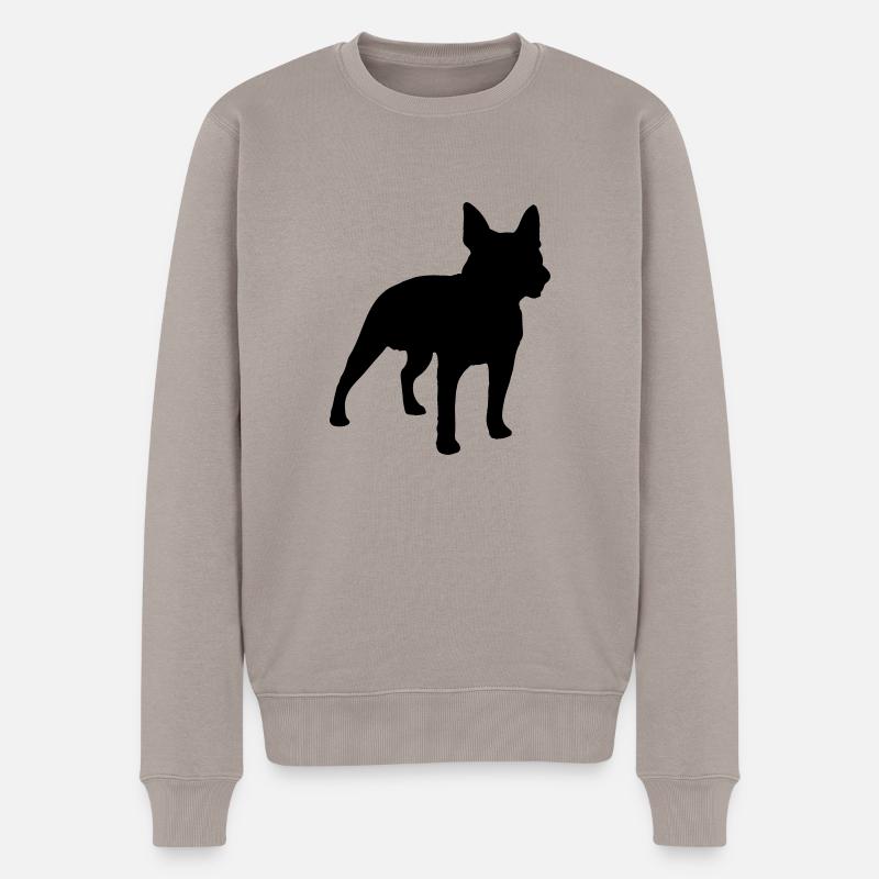 bostonterrier dog silhouette - Männer Premium Bio Pullover - Taupe