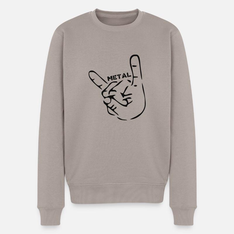 Metal Hard Rock - Männer Premium Bio Pullover - Taupe