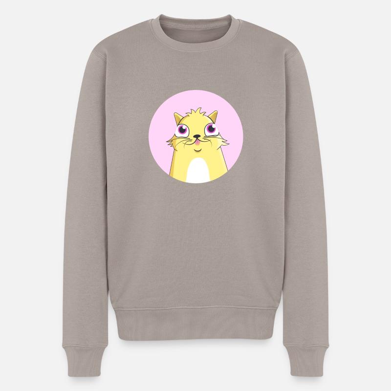 CryptoKitty Gelb - Männer Premium Bio Pullover - Taupe