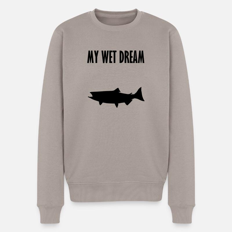 meinen feuchten Traum fischen 4 - Männer Premium Bio Pullover - Taupe