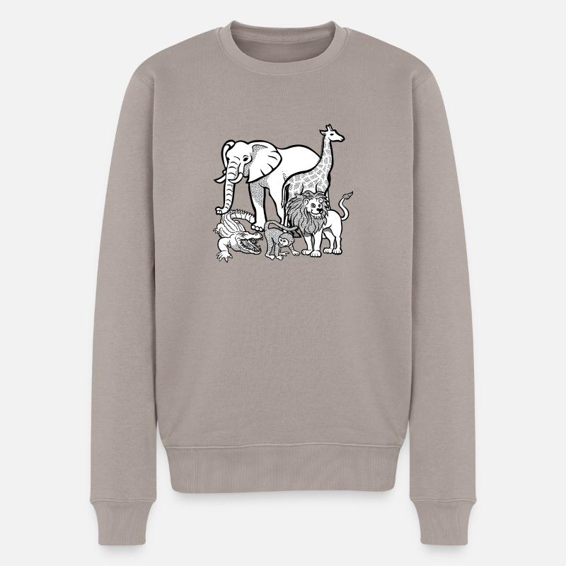 Afrika Tiere - Männer Premium Bio Pullover - Taupe