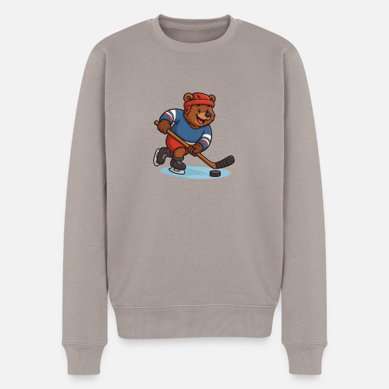Eishockey Bär - Männer Premium Bio Pullover - Taupe