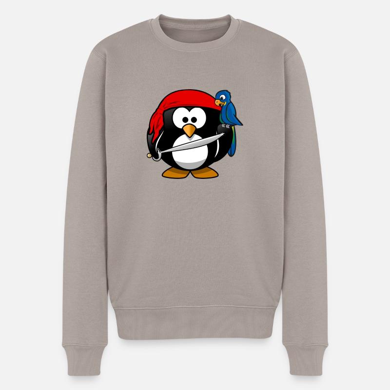 Pirat Tux - Männer Premium Bio Pullover - Taupe