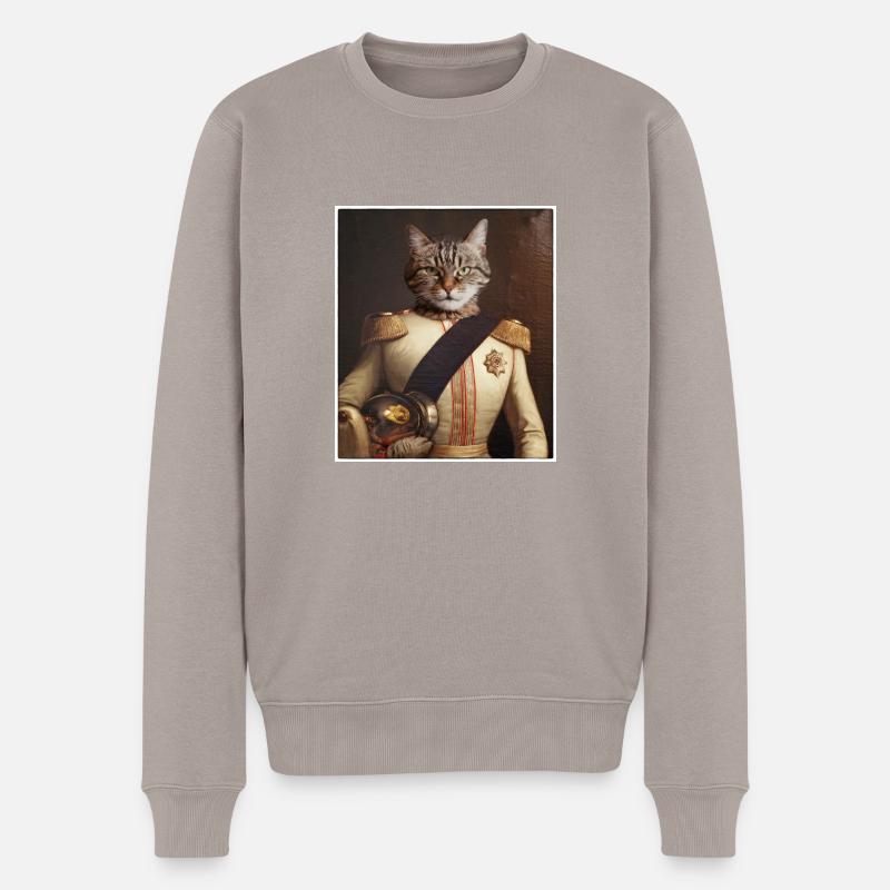 Cat Soldier - Männer Premium Bio Pullover - Taupe