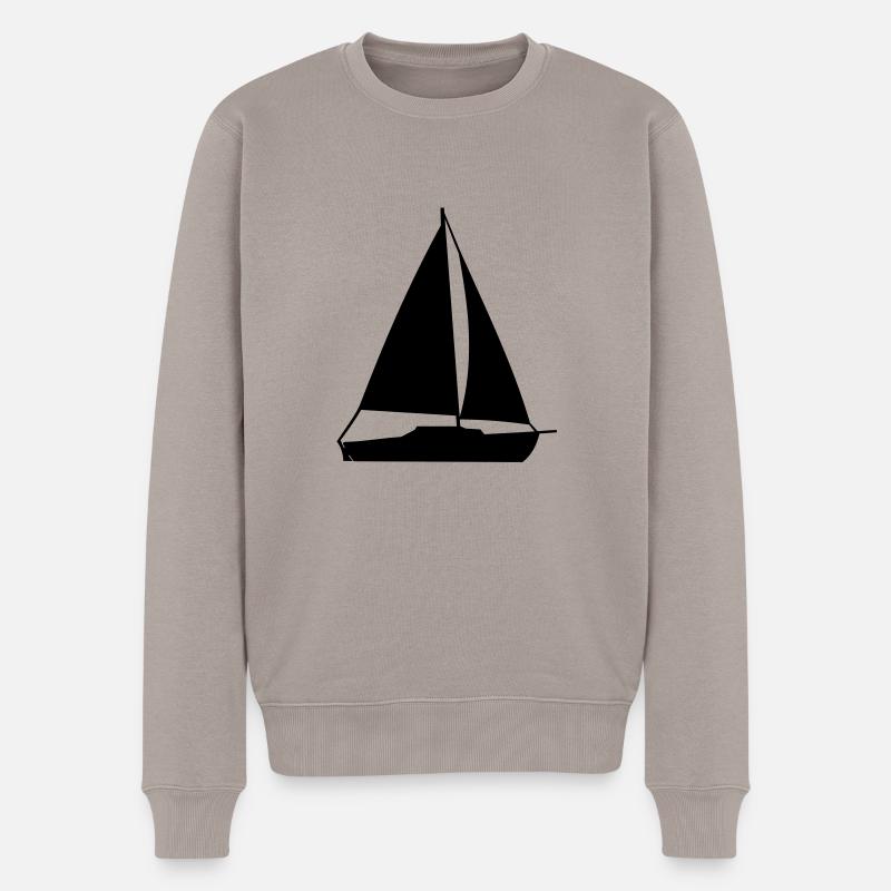 Segelboot - Männer Premium Bio Pullover - Taupe