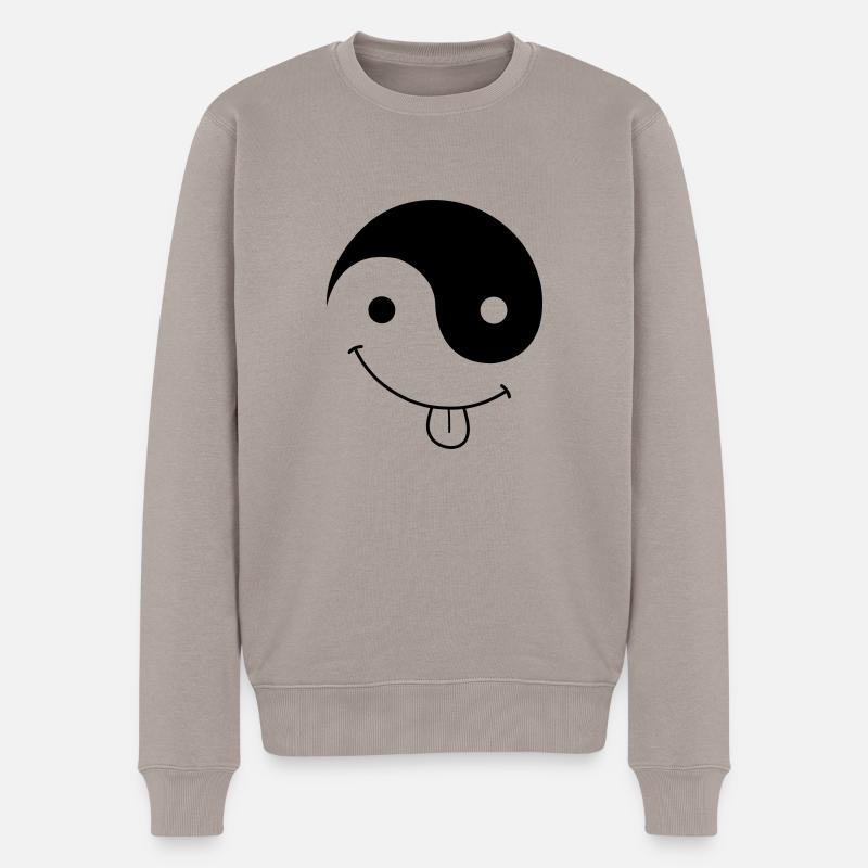 ying_yang_smiley - Männer Premium Bio Pullover - Taupe