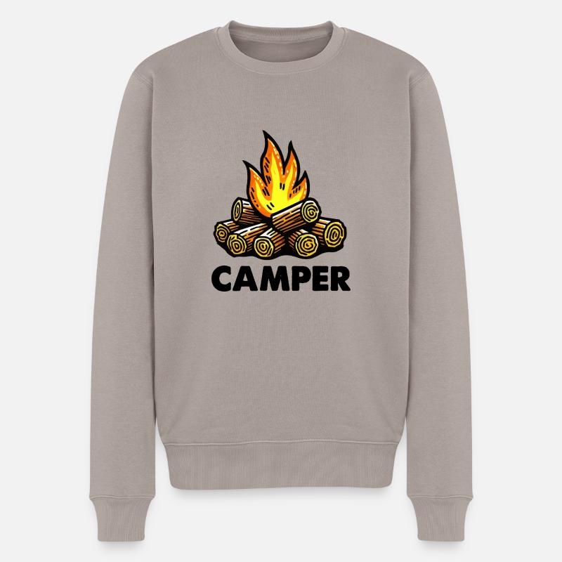 lagerfeuer camper - Männer Premium Bio Pullover - Taupe