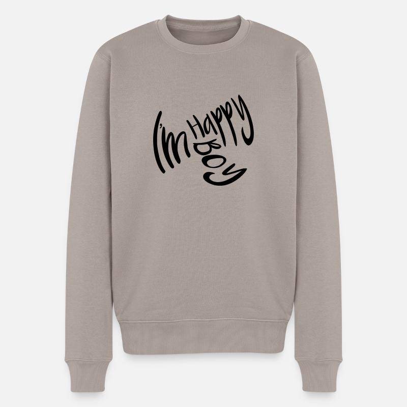 Junge. glücklich. Jung. Teenager - Männer Premium Bio Pullover - Taupe