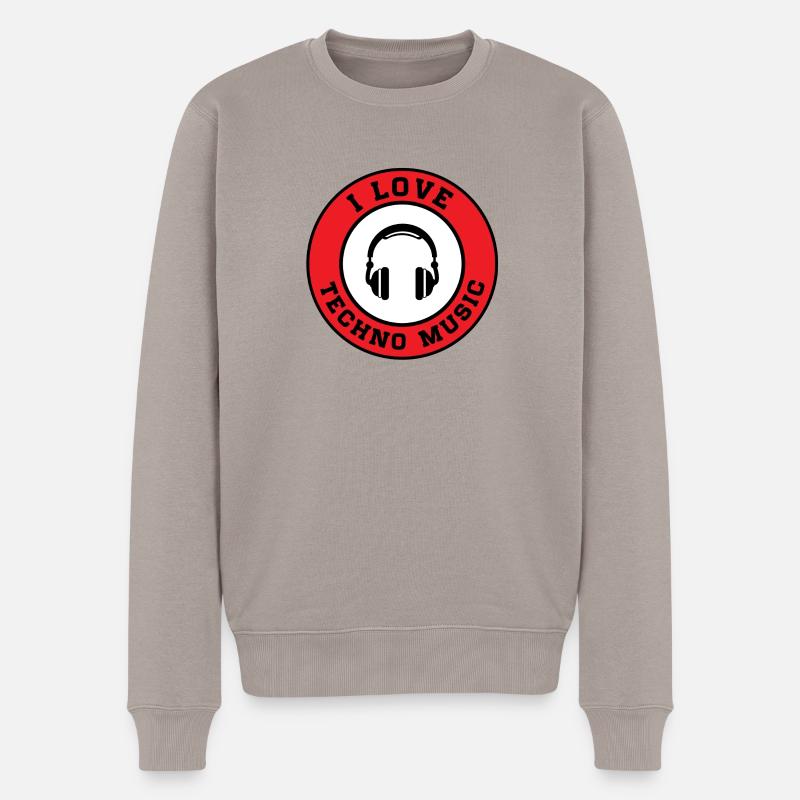 Techno - Männer Premium Bio Pullover - Taupe
